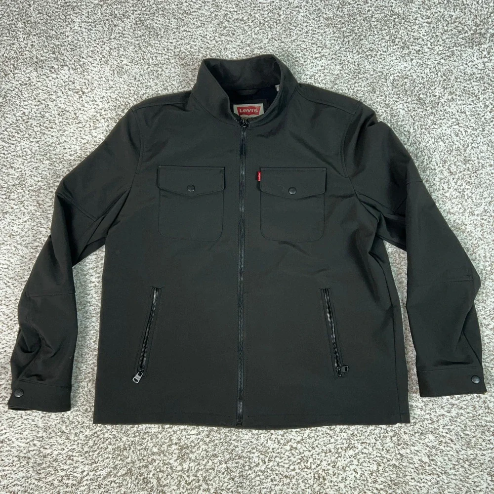 Levi's Jacket Mens Large Black Casual Utility Full Zip Bomber Outdoors Softshell
